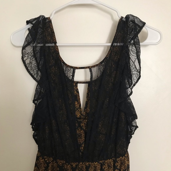 Anthropologie Black and Gold with Lace Back Dress - Picture 5 of 7